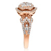 .95CT DIAMOND 14KT ROSE GOLD 3D CLUSTER FLOWER DOUBLE HALO SQUARE LOVE RING