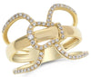 ESTATE WIDE .28CT DIAMOND 14KT YELLOW GOLD 3D LOVE KNOT BELT FUN RING
