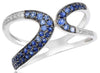 ESTATE .40CT DIAMOND & AAA SAPPHIRE 14KT WHITE GOLD DOUBLE CURVE SNAKE FUN RING