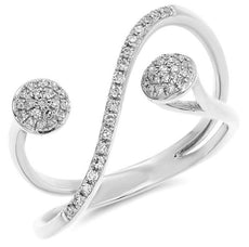 ESTATE .17CT DIAMOND 14KT WHITE GOLD 3D CLUSTER ROUND CRISS CROSS FUN RING