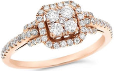 .59CT DIAMOND 14KT ROSE GOLD 3D ROUND SQUARE CLUSTER HALO OCTAGON FUN RING