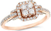 .59CT DIAMOND 14KT ROSE GOLD 3D ROUND SQUARE CLUSTER HALO OCTAGON FUN RING