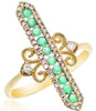.51CT DIAMOND & AAA EMERALD 14KT YELLOW GOLD FILIGREE ELONGATED BAR HEXAGON RING