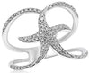 ESTATE LARGE .27CT DIAMOND 14KT WHITE GOLD 3D STAR FISH FUN RING