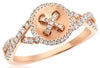 ESTATE .35CT DIAMOND 14KT ROSE GOLD 3D X BUTTON INFINITY FUN RING