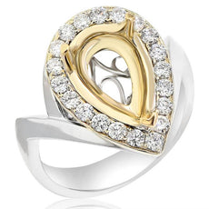 .54CT DIAMOND 14KT TWO TONE GOLD PEAR SHAPE 3 PRONG SEMI MOUNT ENGAGEMENT RING