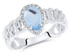 1.18CT DIAMOND & AAA BLUE TOPAZ 14KT WHITE GOLD 3D PEAR SHAPE & ROUND LINK RING