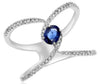 WIDE .66CT DIAMOND & AAA SAPPHIRE 14KT WHITE GOLD 3D OVAL & ROUND LOVE KNOT RING