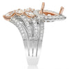 1.87CT DIAMOND 14K WHITE & ROSE GOLD PEAR SHAPE MARQUISE & ROUND SEMI MOUNT RING