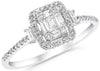 .31CT DIAMOND 14KT WHITE GOLD 3D ROUND & BAGUETTE CLUSTER SQUARE FRIENDSHIP RING