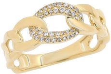 ESTATE .14CT DIAMOND 14KT YELLOW GOLD 3D OVAL LOVE KNOT LINK FUN RING