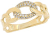 ESTATE .14CT DIAMOND 14KT YELLOW GOLD 3D OVAL LOVE KNOT LINK FUN RING