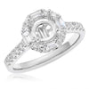 .59CT DIAMOND 14K WHITE GOLD 3D ROUND & BAGUETTE HALO SEMI MOUNT ENGAGEMENT RING