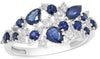 1.23CT DIAMOND & AAA SAPPHIRE 14KT WHITE GOLD 3D CLUSTER MULTI SHAPE FUN RING