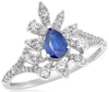 .79CT DIAMOND & AAA SAPPHIRE 18KT WHITE GOLD FLOWER PEAR SHAPE ENGAGEMENT RING