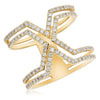 ESTATE WIDE .75CT DIAMOND 14KT YELLOW GOLD 3D MULTI V SHAPE DOUBLE FUN RING