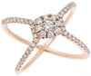 ESTATE .65CT DIAMOND 14KT ROSE GOLD 3D CRISS CROSS FLOWER OVAL LOVE RING