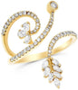 WIDE .67CT DIAMOND 14KT YELLOW GOLD MULTI SHAPE LEAF FLOWER CRISS CROSS FUN RING