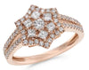 .70CT DIAMOND 14KT ROSE GOLD 3D ROUND & PRINCESS CLASSIC PAVE STAR LOVE RING