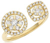 ESTATE .53CT DIAMOND 14KT YELLOW GOLD 3D SQUARE & ROUND FLOWER TENSION FUN RING