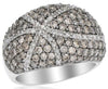 1.73CT WHITE & MOCHA DIAMOND 14KT WHITE GOLD 3D MULTI ROW DOME SHAPE STAR RING