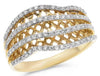 ESTATE WIDE .35CT DIAMOND 14KT YELLOW GOLD 3D MULTI ROW OPEN FILIGREE FUN RING