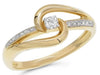 ESTATE .12CT DIAMOND 14K YELLOW GOLD 3D SOLITAIRE CRISS CROSS LOVE KNOT FUN RING