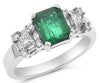 ESTATE 2.02CT DIAMOND & AAA EMERALD 18KT WHITE GOLD EMERALD CUT ENGAGEMENT RING