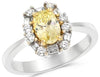 1.29CT WHITE & FANCY YELLOW DIAMOND 18KT 2 TONE GOLD 3D OVAL ENGAGEMENT RING