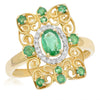.76CT DIAMOND & AAA EMERALD 14KT YELLOW GOLD 3D OVAL SQUARE MULTI HEART FUN RING