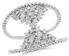 ESTATE WIDE .43CT DIAMOND 14KT WHITE GOLD 3D DOUBLE TRIANGULAR CLUSTER FUN RING