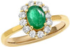 ESTATE 1.33CT DIAMOND & AAA EMERALD 14KT YELLOW GOLD CLASSIC OVAL HALO FUN RING