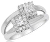 ESTATE .79CT DIAMOND 18KT WHITE GOLD 3D PRINCESS SQUARE CRISS CROSS FUN RING