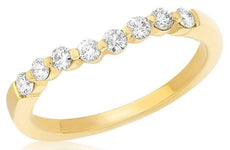 .34CT DIAMOND 14KT YELLOW GOLD 3D 8 STONE CLASSIC ROUND V SHAPE ANNIVERSARY RING