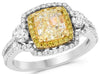 2.24CT WHITE & FANCY YELLOW DIAMOND 18KT TRI COLOR GOLD 3D HALO ENGAGEMENT RING