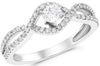 ESTATE .55CT DIAMOND 14KT WHITE GOLD 3D FLOWER INFINITY OVAL FUN RING