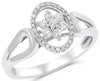 ESTATE .28CT DIAMOND 14KT WHITE GOLD 3D FLOWER OVAL FUN RING
