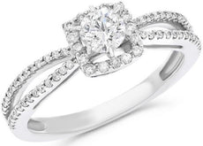 .66CT DIAMOND 14KT WHITE GOLD 3D SOLITAIRE SQUARE HALO INFINITY ENGAGEMENT RING