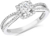 .66CT DIAMOND 14KT WHITE GOLD 3D SOLITAIRE SQUARE HALO INFINITY ENGAGEMENT RING