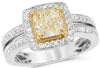 1.92CT WHITE & FANCY YELLOW DIAMOND 18KT 2 TONE GOLD DOUBLE ROW ENGAGEMENT RING