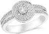 ESTATE .39CT DIAMOND 14KT WHITE GOLD 3D ROUND CLUSTER BEZEL FILIGREE FUN RING