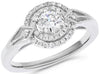 ESTATE .56CT DIAMOND 14KT WHITE GOLD 3D SOLITAIRE DOUBLE HALO PROMISE RING