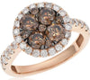 2.27CT WHITE & CHOCOLATE FANCY DIAMOND 14K ROSE GOLD FLOWER HALO FRIENDSHIP RING