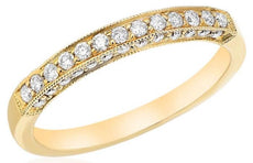 ESTATE .33CT DIAMOND 14KT YELLOW GOLD CLASSIC FILIGREE MILGRAIN ANNIVERSARY RING
