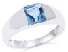 1.89CT AAA BLUE TOPAZ 18KT WHITE GOLD 3D CLASSIC SOLITAIRE CHANNEL FUN RING