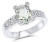 1.80CT DIAMOND & AAA GREEN AMETHYST 18KT WHITE GOLD 3D OVAL & ROUND ETOILE RING