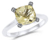 2.05CT DIAMOND & AAA LEMON QUARTZ 14KT WHITE GOLD 3D CUSHION & ROUND FUN RING