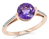 1.99CT DIAMOND & AAA AMETHYST 14KT ROSE GOLD 3D ROUND SOLITAIRE FRIENDSHIP RING