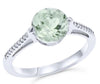 1.90CT DIAMOND & AAA GREEN AMETHYST 14KT WHITE GOLD ROUND FRIENDSHIP LOVE RING