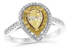 LARGE 1.07CT WHITE & FANCY YELLOW DIAMOND 18KT 2 TONE GOLD HALO ENGAGEMENT RING